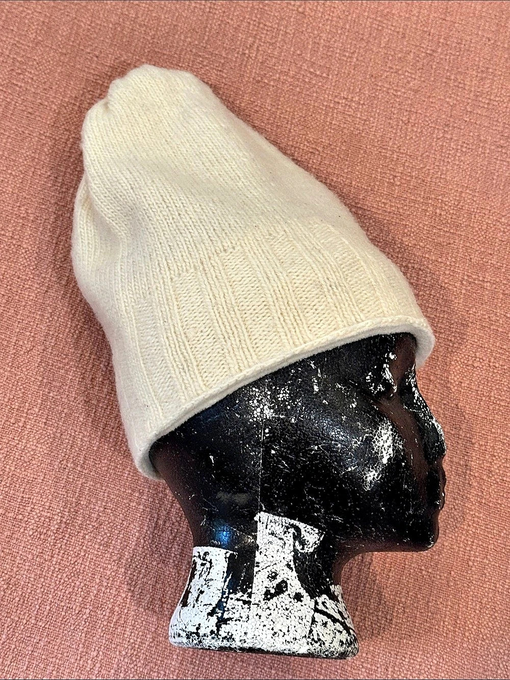 Wool Beanie one size fits like a large IMO cream / natural color made in Nepal